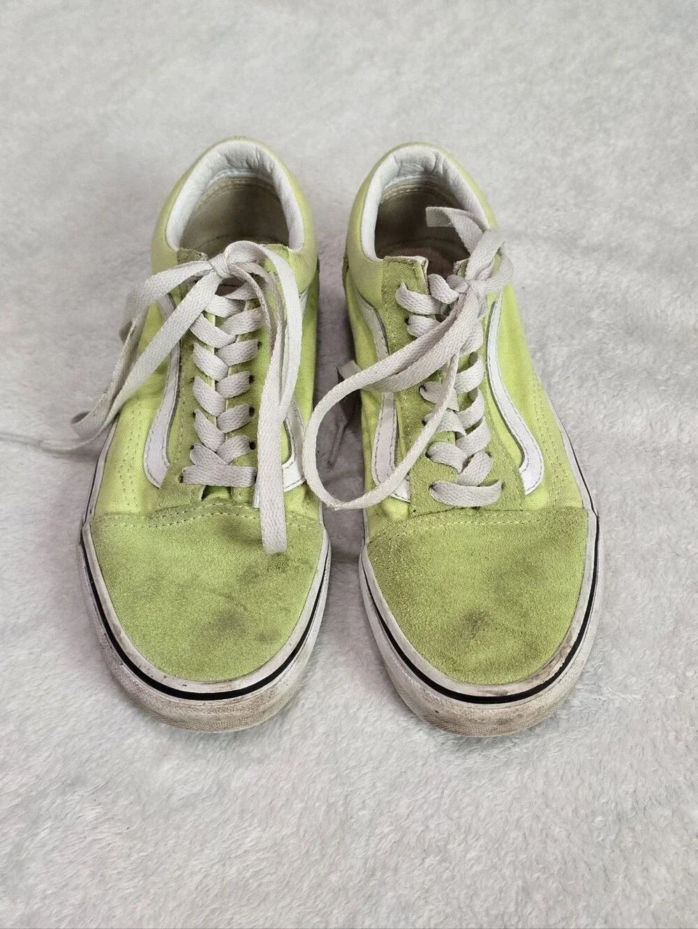 Women's Vans Shoes Off The Wall Old Skool Lime Green Suede Sneakers Size 6